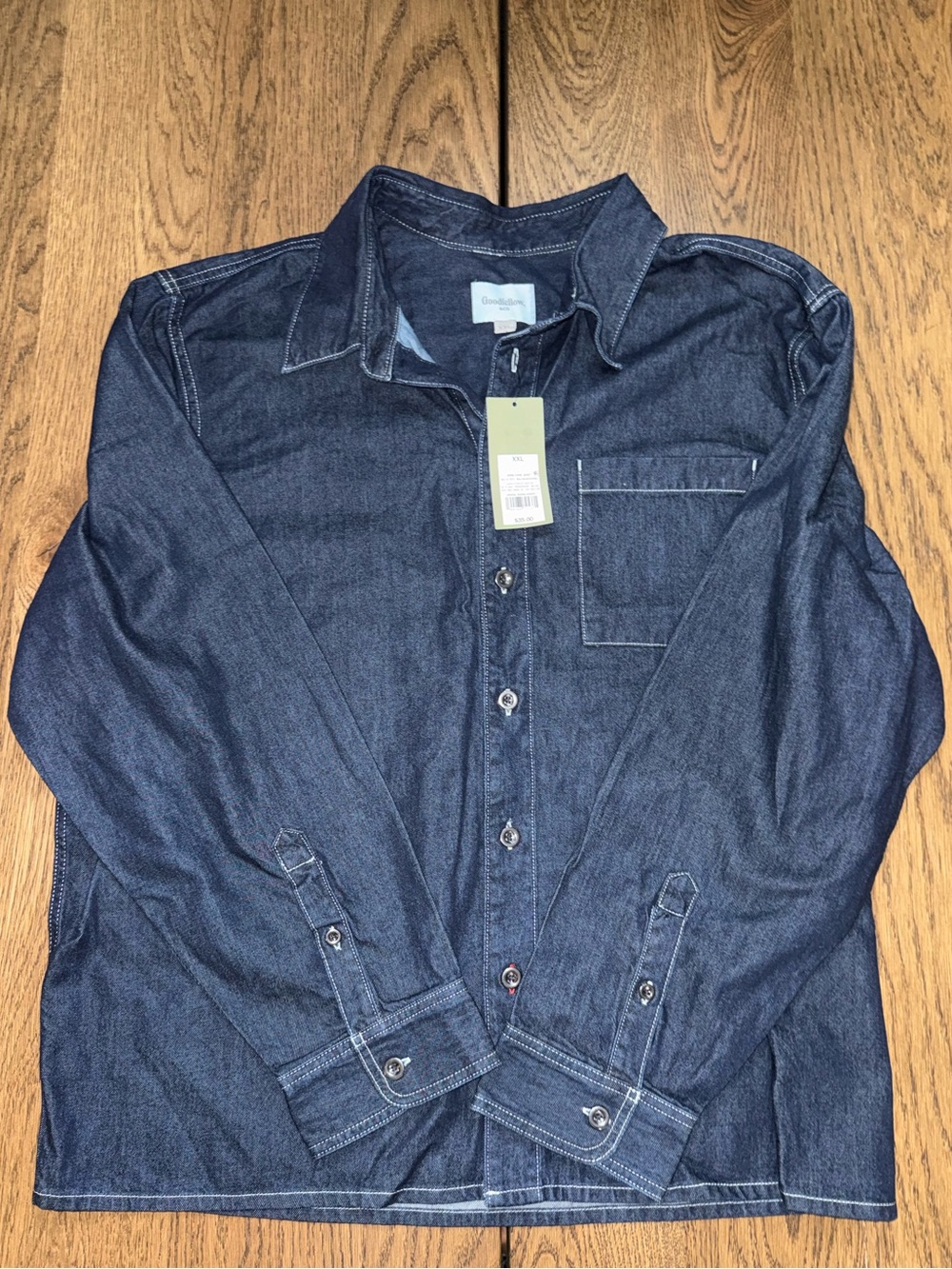NWT! Goodfellow & Co Men's Dark Denim Button Down Shirt XXL